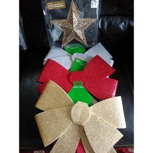 3 bows and 3 golden stars set